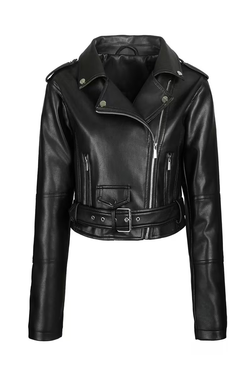  Fermuar Kapanışlı Siyah Şık Motosiklet Ceketi&hellip;