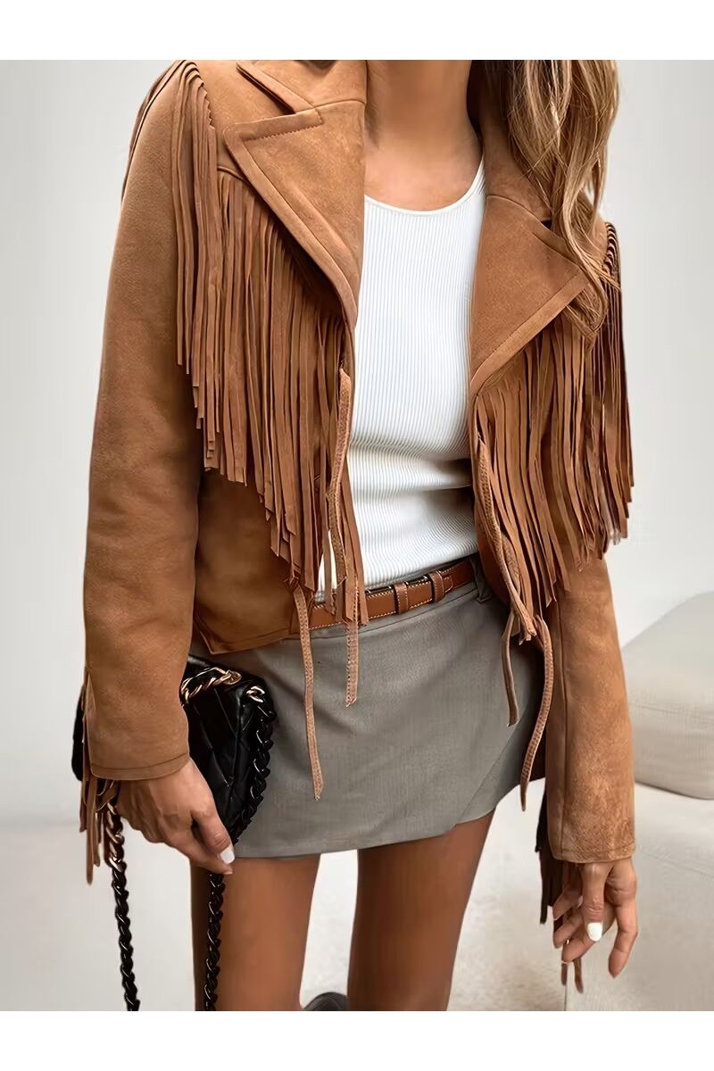 Şık Yaka Detaylı Püskül Ceket&hellip;